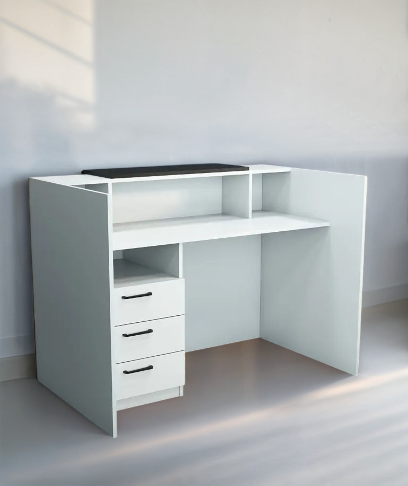 Стойка администратора Tobi Sho Ресепшн/2 для офиса/салона с подсветкой/1400х800х1000 мм Белый/Черный - фото 4