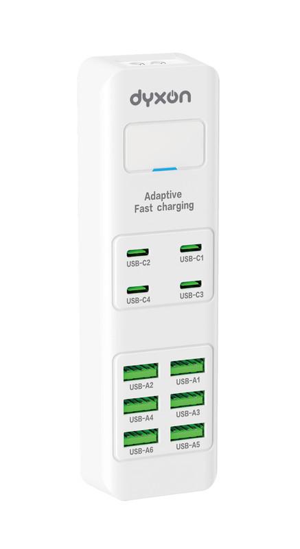 Фильтр-удлинитель сетевой DYXON US-D03 28W 4xUSB-C 6xUSB-A FAST CHARGER 2 м White (DXN-USD03-28W-2M-W)
