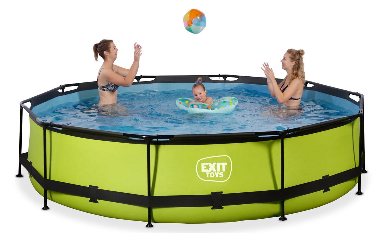 Бассейн каркасный с наземным куполом Exit Toys 360х76 см Лайм - фото 4