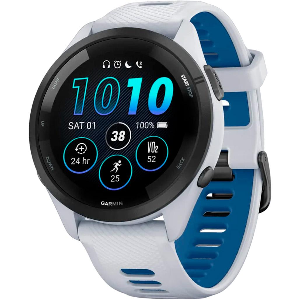 Смарт-годинник Garmin Forerunner 265 Black Bezel with Whitestone Case and Whitestone/Tidal Blue Silicone Band (010-02810-01) Смарт-годинник Garmin Forerunner 265 Black Bezel with Whitestone Case and Whitestone/Tidal Blue Silicone Band (010-02810-01)
