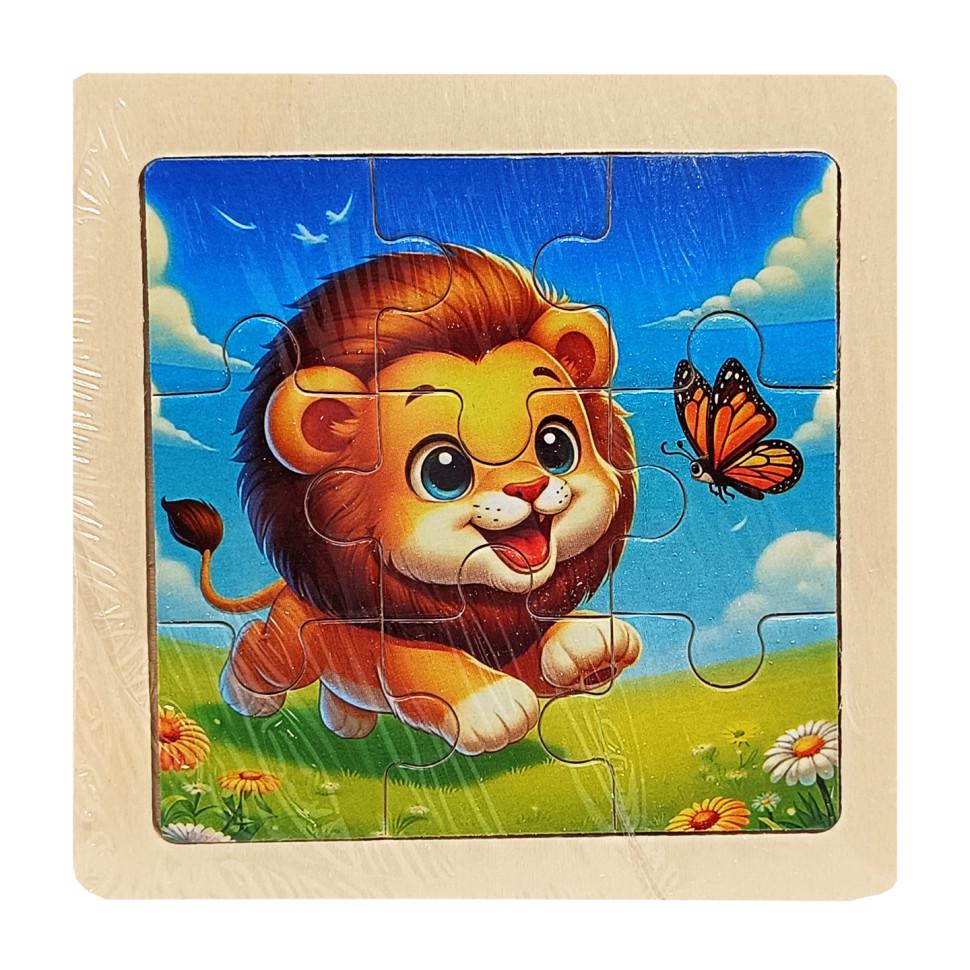 Пазл-вкладиш дерев'яний дитячий Левеня та метелик MD 1506-23 9 ел. (RLT52740)