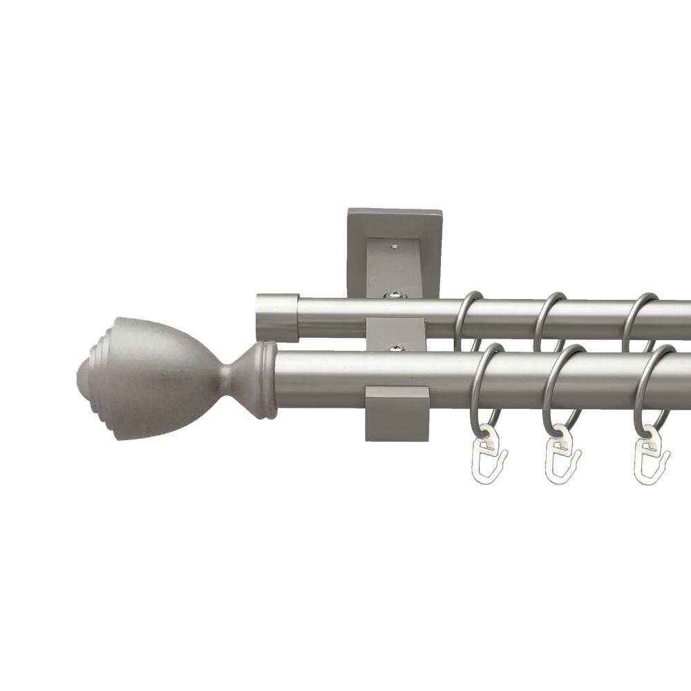 Карниз Orvit Палаціо металевий дворядний техно гладка труба кільце металеве 25/19 мм 200 см Сатин (00-00026422)