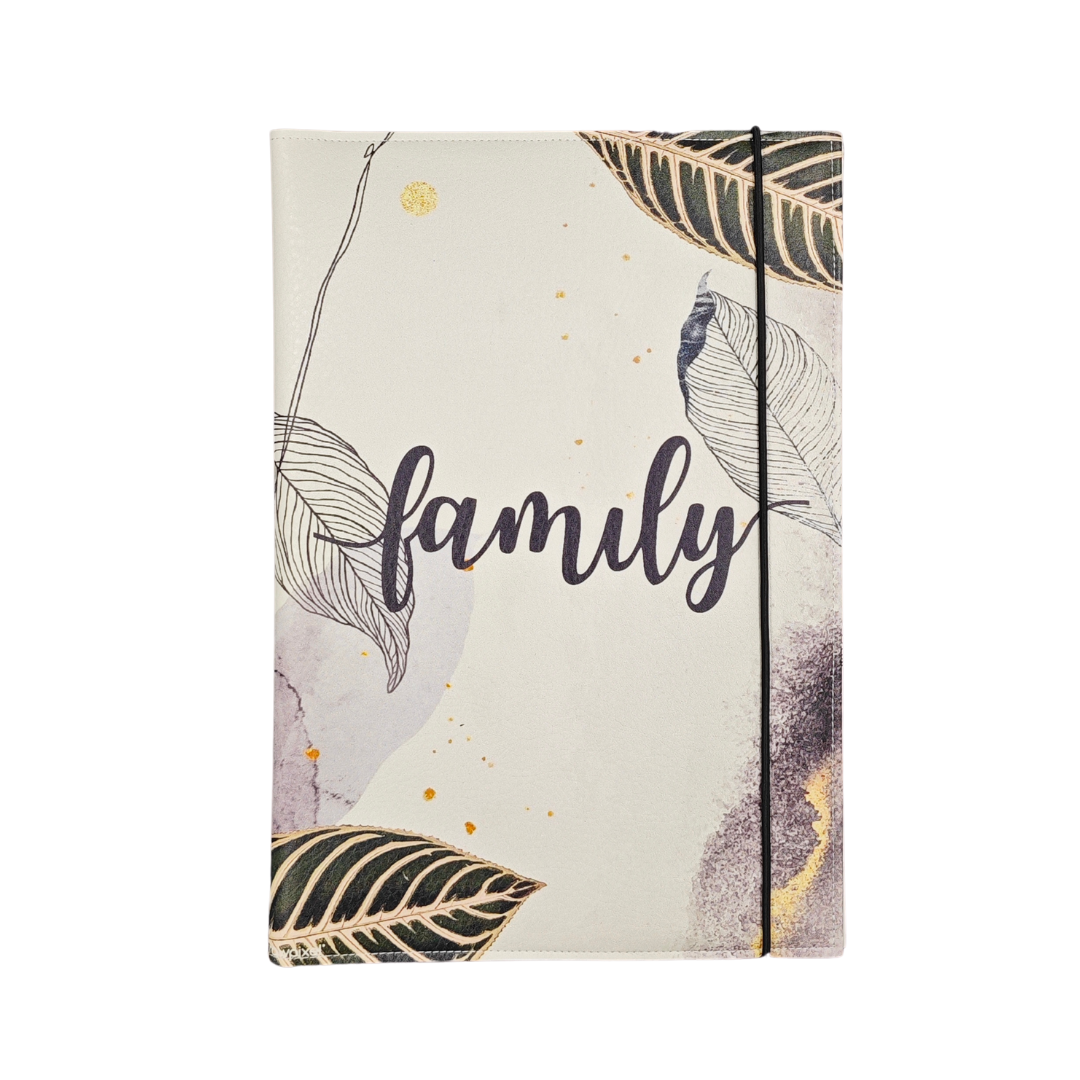 Папка органайзер для документів А4 з принтом листочки Бежевий (DOCA4-004)