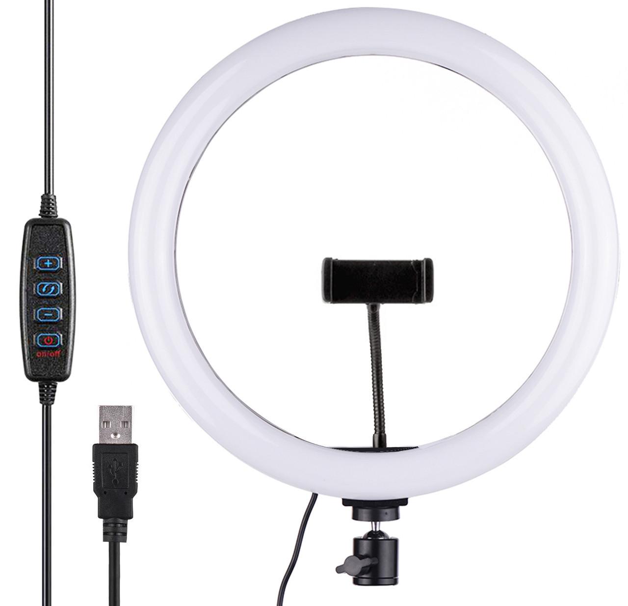 LED лампа кольцевая UKC с пультом 26 см Black (10211)