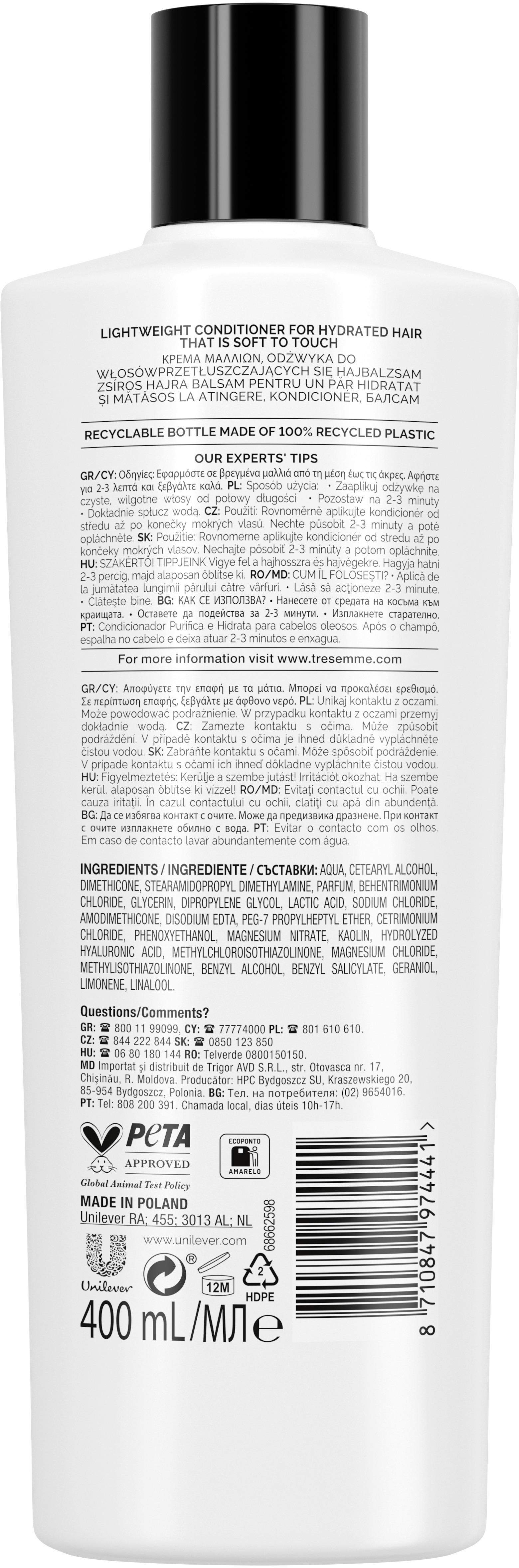 Кондиционер для волос Tresemme Hydrate & Purify 400 мл (15513) - фото 2