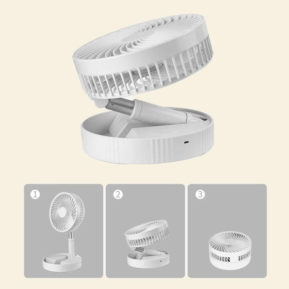 Настольный и напольный вентилятор 2в1 на аккумуляторе и USB складной с телескопической штангой Белый - фото 4