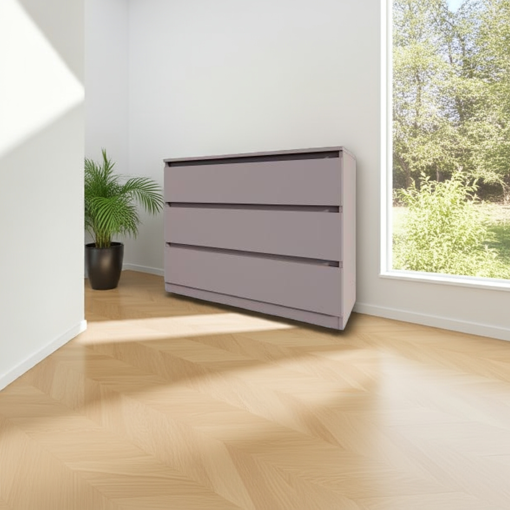 Комод MEBEX на 3 шухляди 100х40х77,4 см Сірий світлий (VM3B1000LG) - фото 5