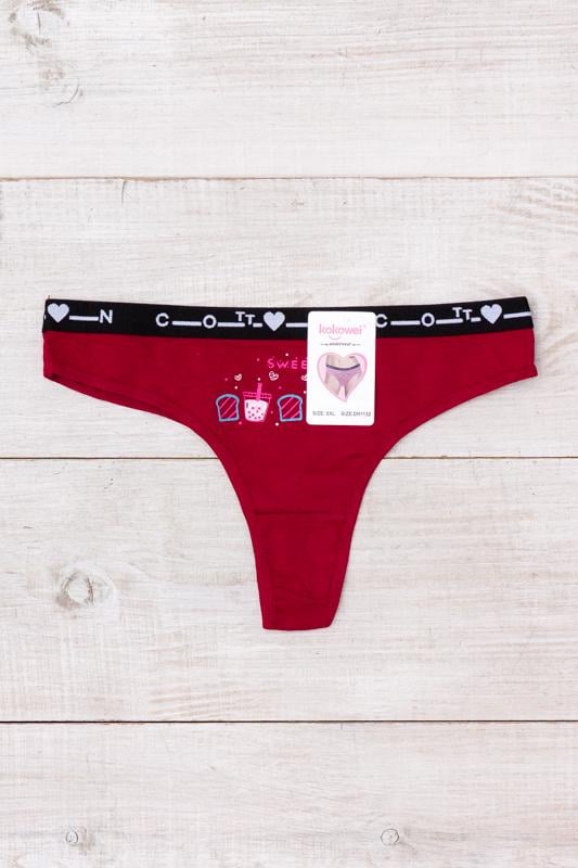 Труси-стрінги жіночі з малюнком Носи Своє XXL Бордовий (13024)