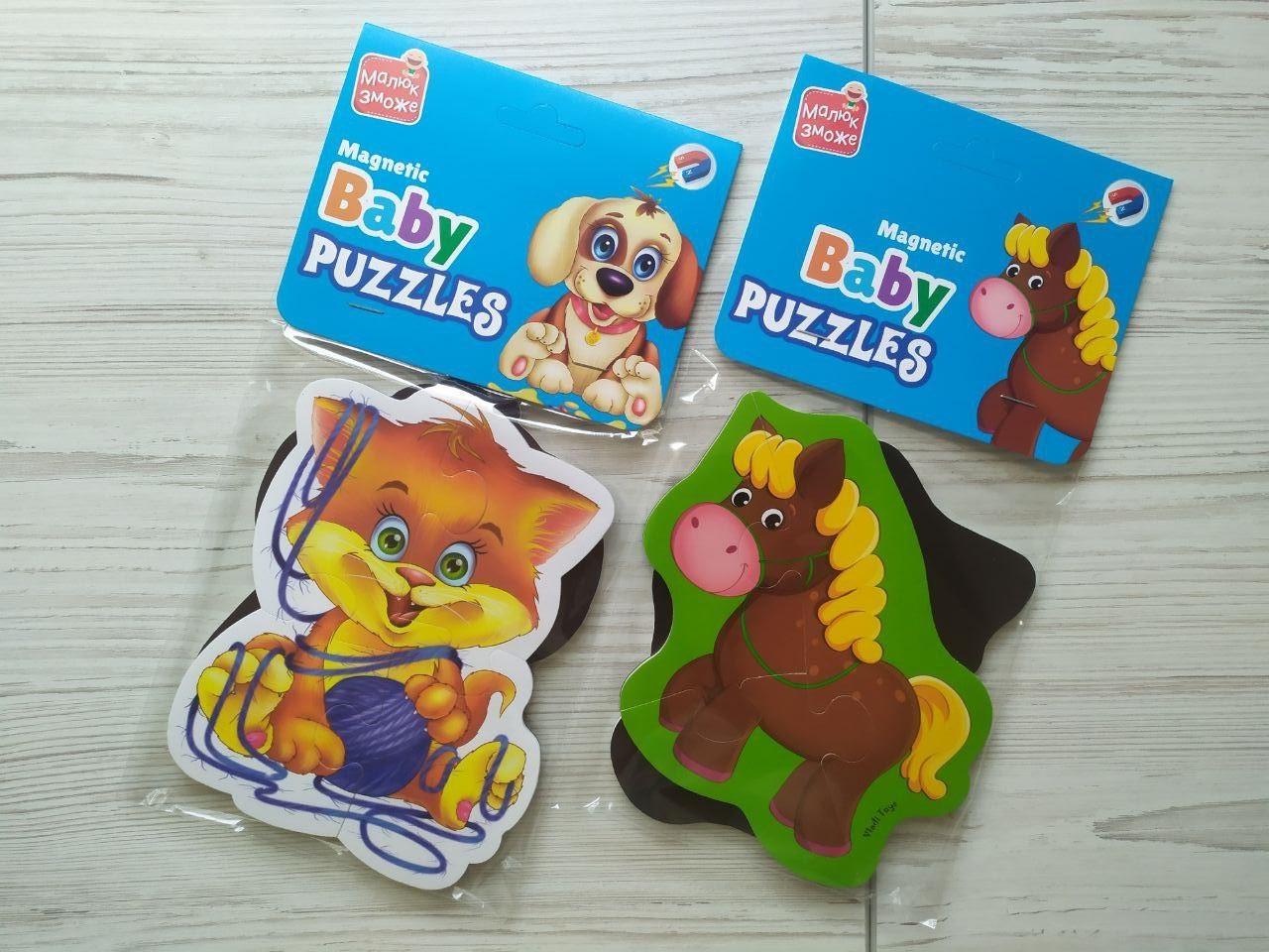 Комплект магнітних бебі пазлів Vladi Toys Домашні улюбленці VT3208-19 та Ферма VT3208-09 українською