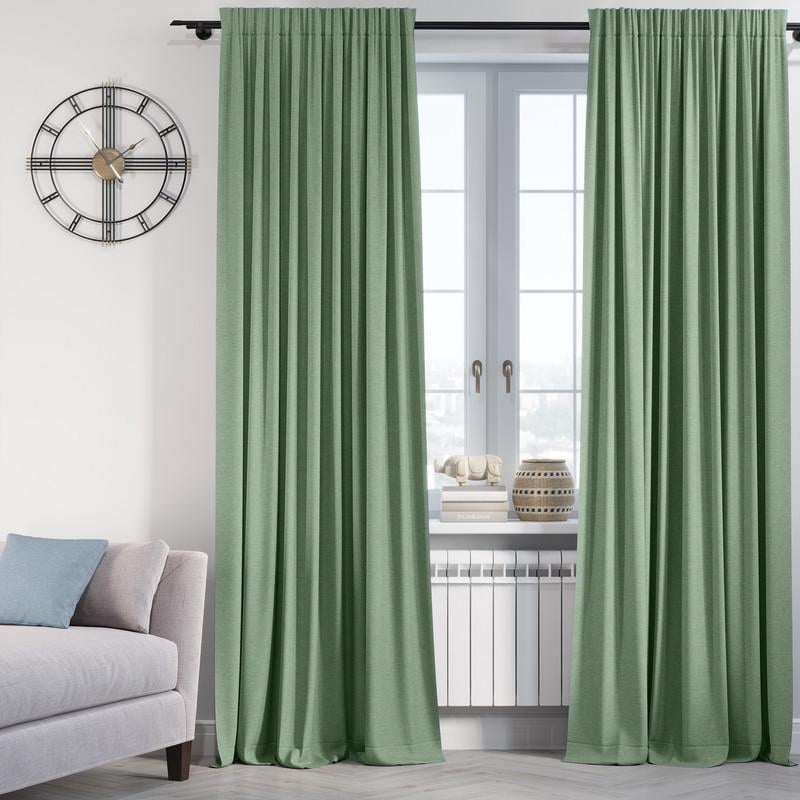 Комплект штор Lux Portiery CALIFORNIA мікровелюр подвійний 300x290 см 2 шт. Салатовий (MD 1747)