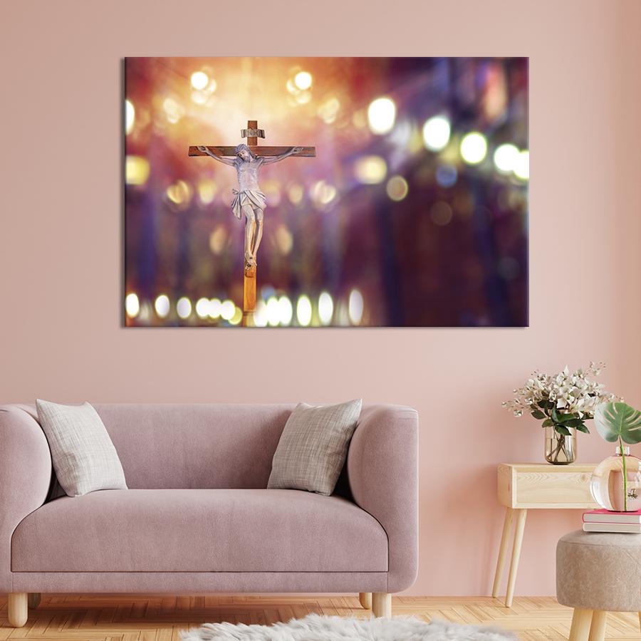 Настенный декор картина на холсте для интерьера Святое распятие 120x80 см (475-1)