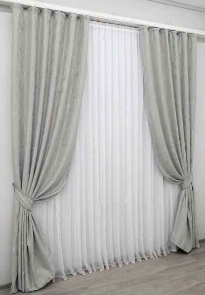 Ткань для штор лен Серый (1179ш) - фото 3