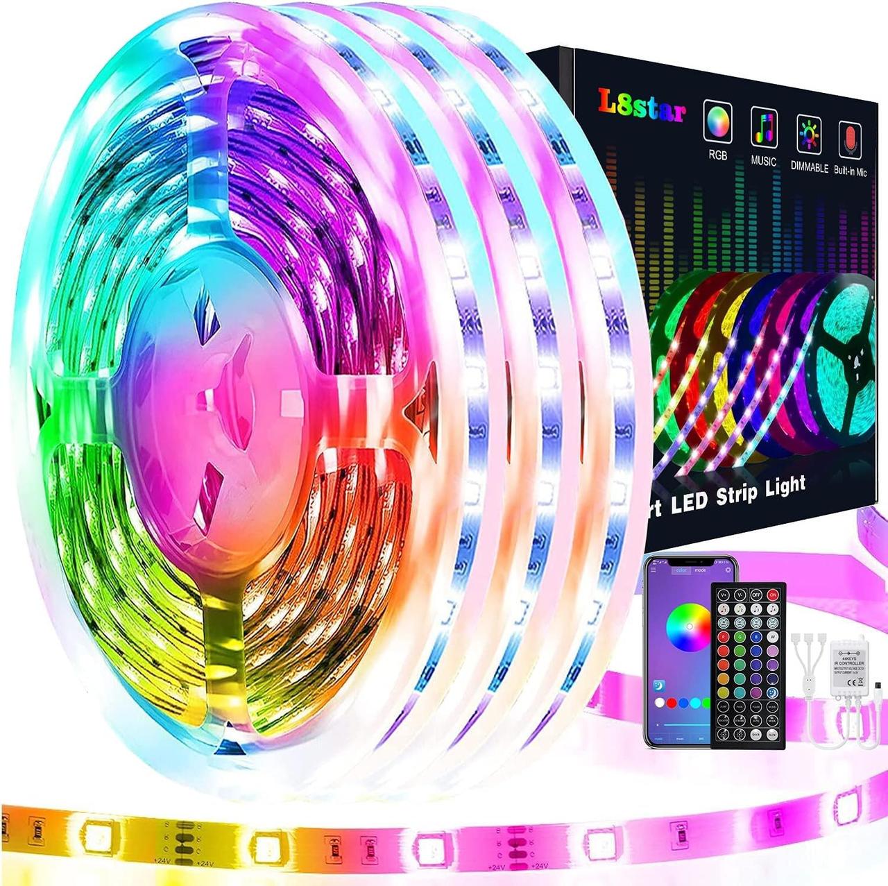 Стрічка світлодіодна інтелектуальна RGB синхронізація музики з Bluetooth та дистанційним керуванням