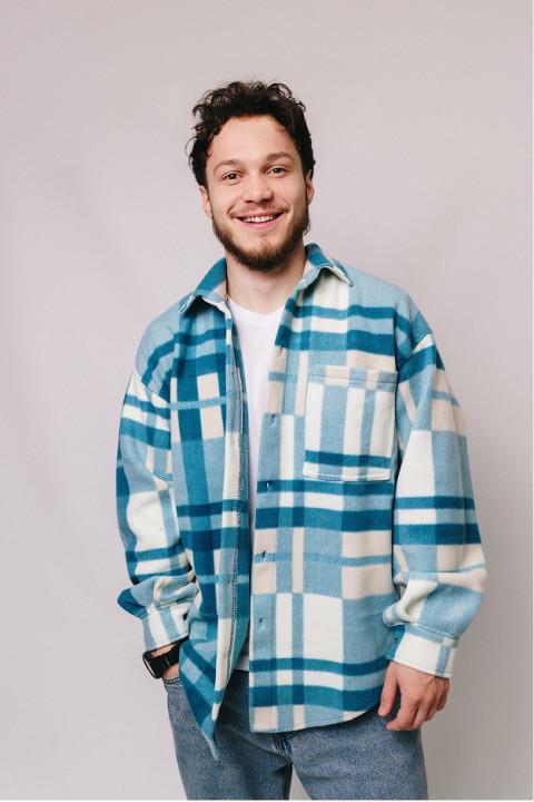 Сорочка унісекс тепла флісова з каптуром 2XL-4XL Блакитний (34826419)