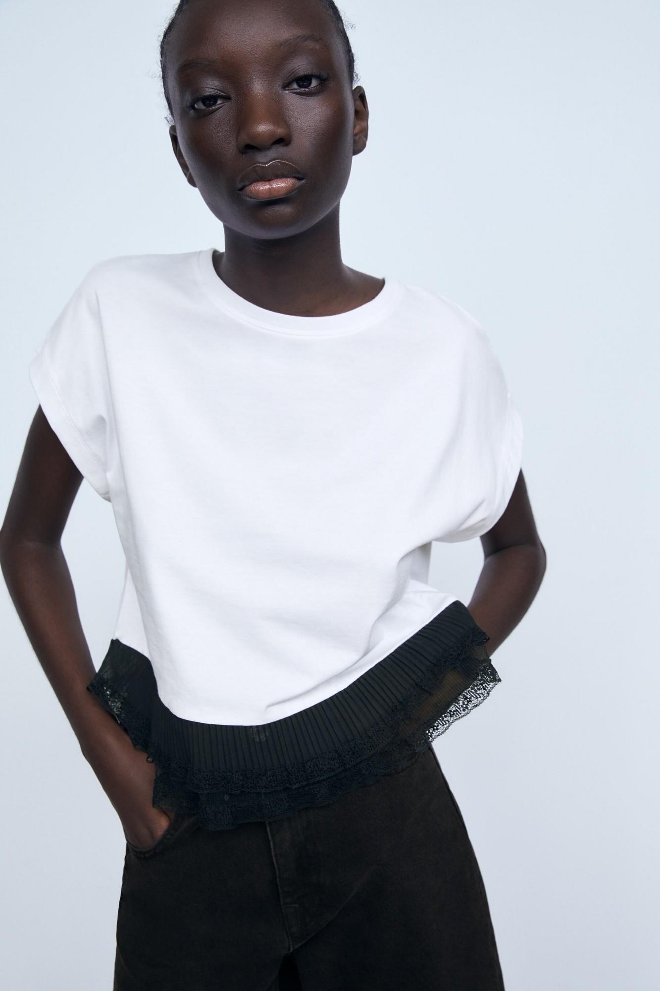 Футболка женская Zara 9527 XL Белый/Черный (32)