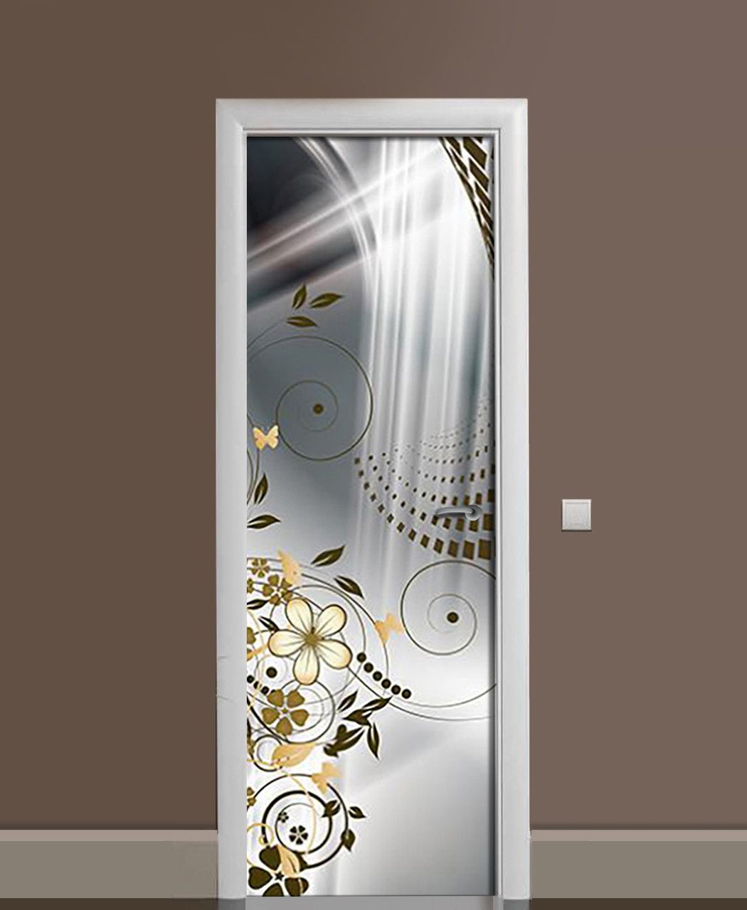 Наклейка 3D на двери Zatarga Цветы виниловая 650х2000 мм Бронзовый (1323465648) Наклейка 3D на двери Zatarga Цветы виниловая 650х2000 мм Бронзовый (1323465648)