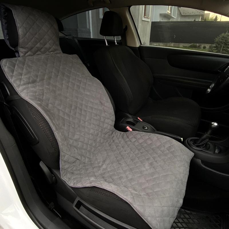 Накидка на сиденье автомобиля с подголовником эко-замша 1 шт. Серый (690) - фото 2 Накидка на сиденье автомобиля с подголовником эко-замша 1 шт. Серый (690) - фото 2