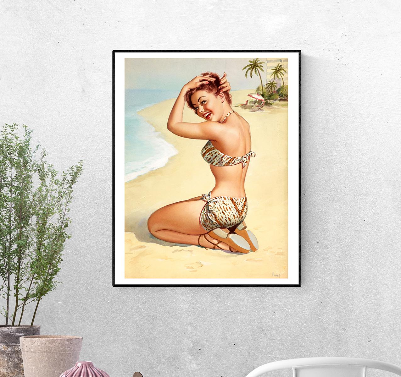 Постер Девушка на пляже Перла Алиса Фруше формат А-2 (pin_up010144_Poster)