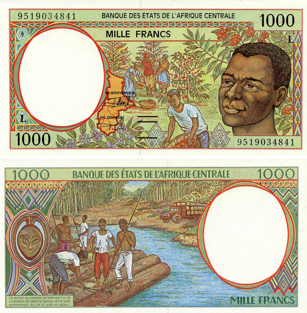 Коллекционные банкноты Центральная Африка 1000 франков 1995 UNC L (P402Lc)