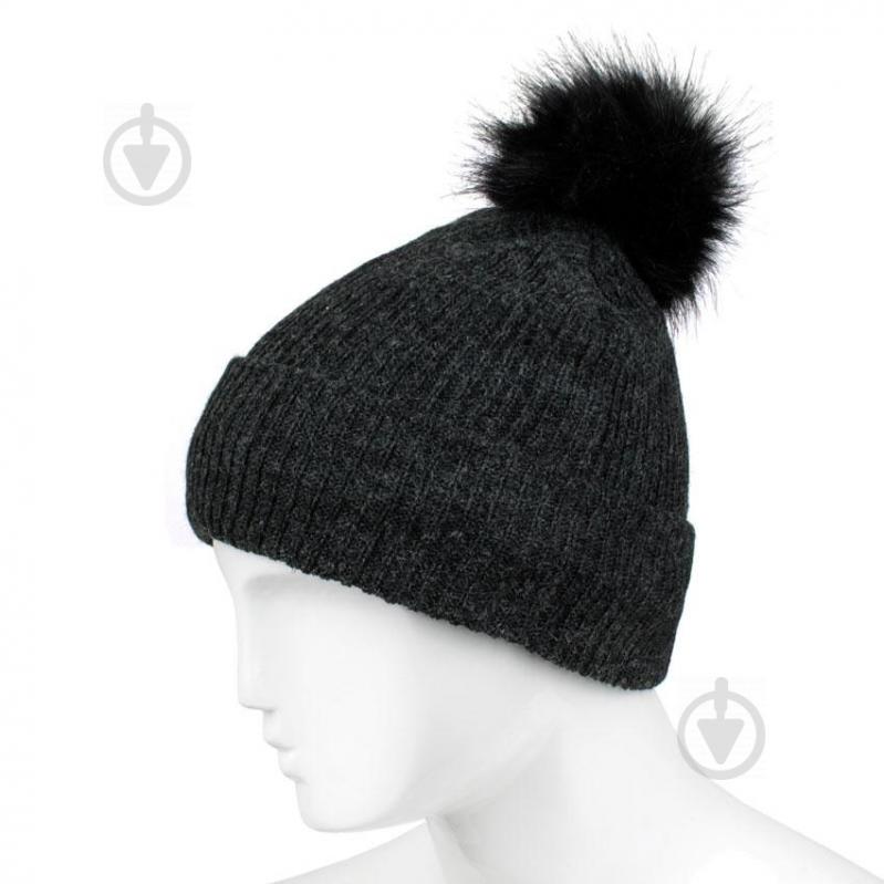 Шапка Beani'qe Fur Bob Dense с помпоном One size Тёмно-серая (22856)