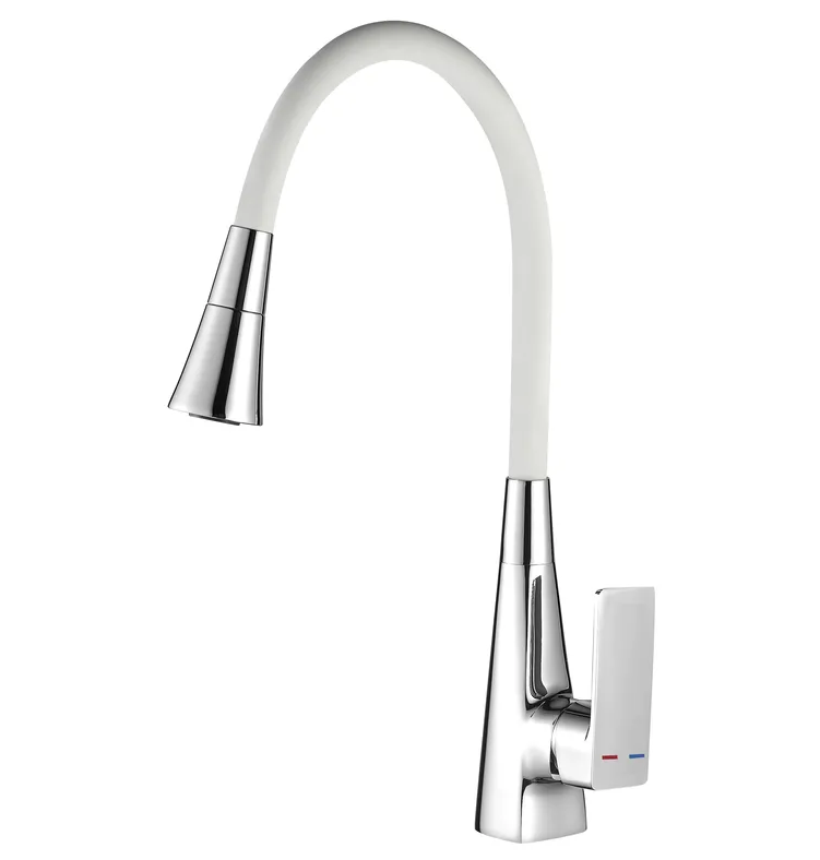 Змішувач для кухні MIXXUS Etna 014-T NUT Refl.White Хром/силіконовий вилив Білий (MI8421)