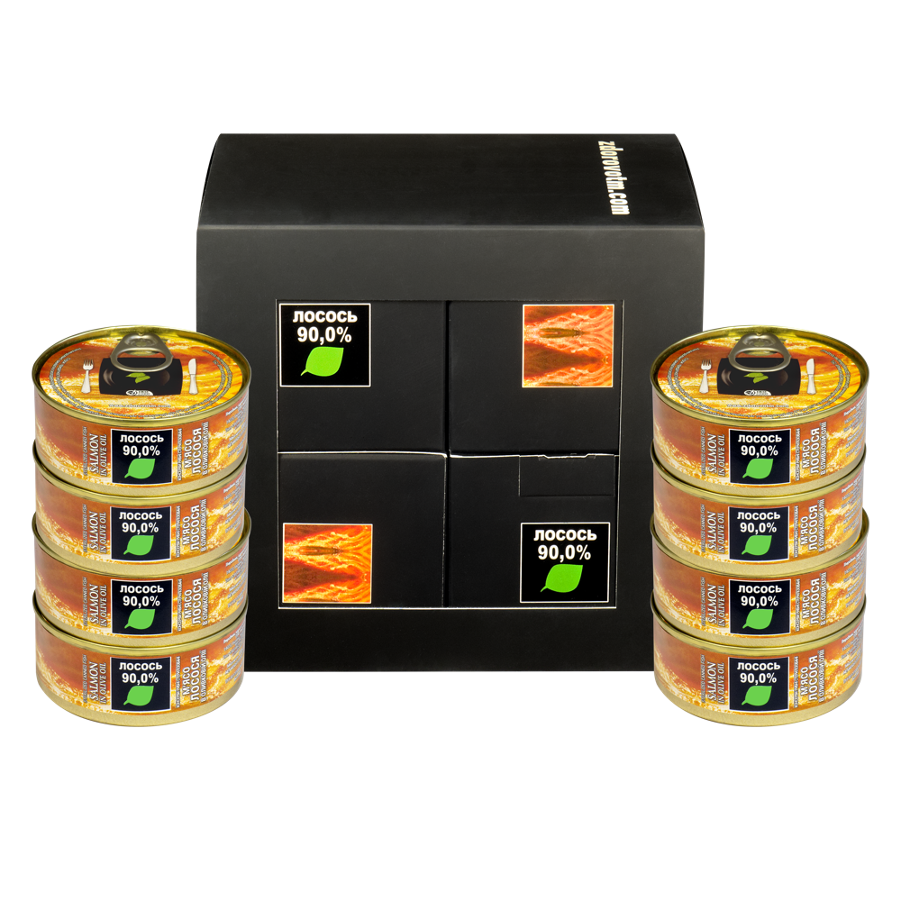 Набор Zdorovo Мясо лосося в оливковом масле 8х100 г (2200184610813)