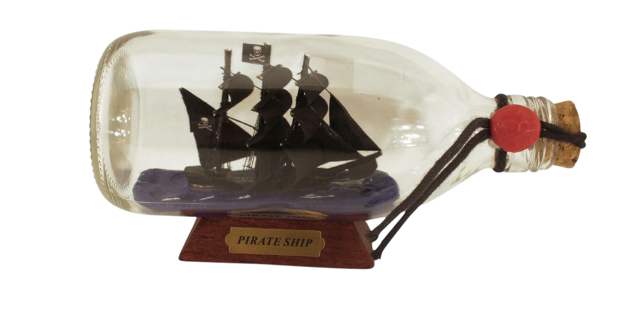 Модель парусника в бутылке Sea Club Pirate Ship h 7,5 см L 16 см d 6,5 см (4229.V)