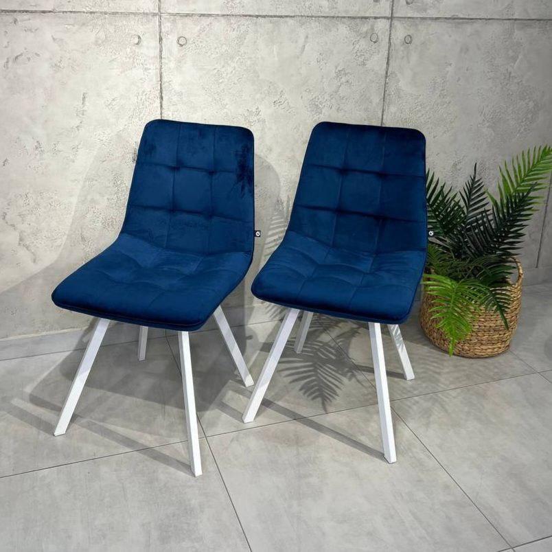 Стул кухонный велюровый Jam EximTextil Жасмин Синий/Белый мат