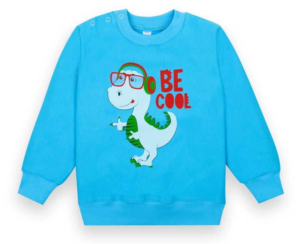 Свитер детский хлопковый теплый для мальчика Gabbi DG-20-23-2 Зубастики 86 см Бирюзовый (12398)