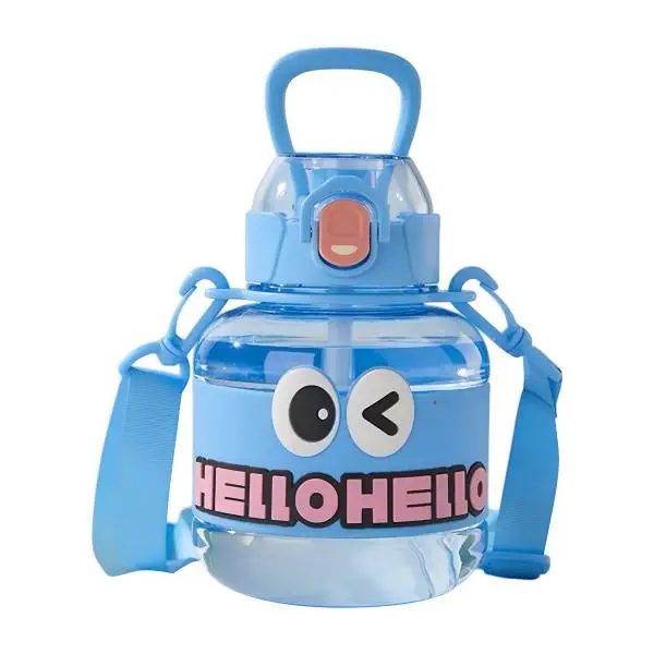 Бутылка для воды HELLO-HELLO с трубочкой 680 мл Голубой (HP-14-46BL)