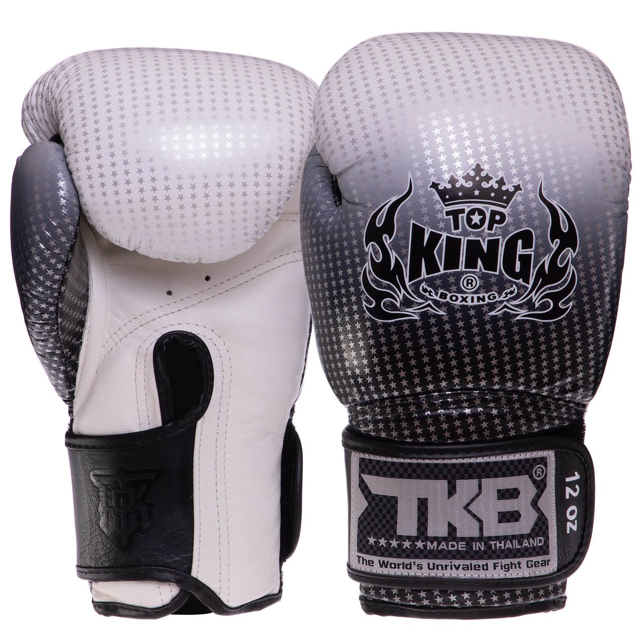 Боксерские перчатки Top King Super Star кожаные 18 oz Черно-серебряный (TKBGSS-01) - фото 1