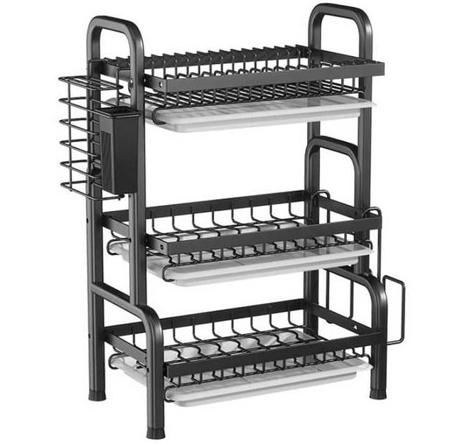 Сушилка для посуды настольная трехъярусная Multifunctional Bowl Rack Черный