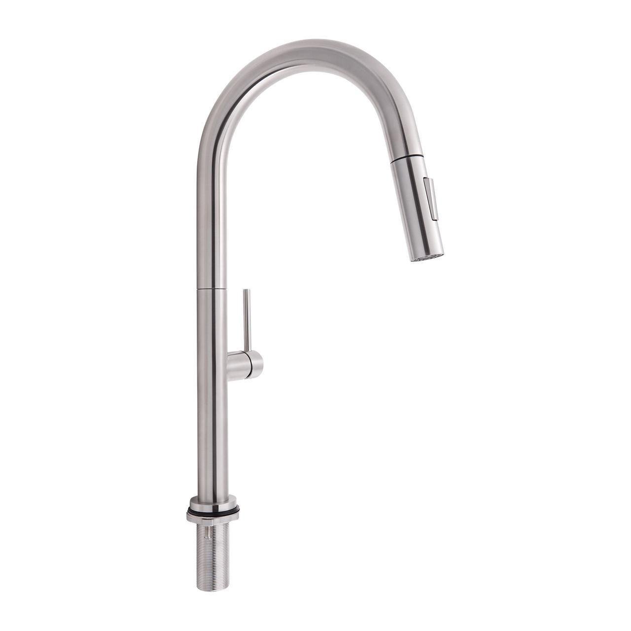 Смеситель для кухни Qtap Lenicka QTLEN9138103UN с выдвижным изливом Brushed Nickel PVD (2735202707)
