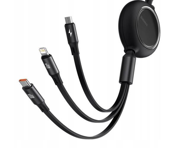 Кабель Data BASEUS CAMLC-MJ01 micro-USB/Lightning/Type-C 3,5A 66W 1,2 м Black (24401) - фото 3 Кабель Data BASEUS CAMLC-MJ01 micro-USB/Lightning/Type-C 3,5A 66W 1,2 м Black (24401) - фото 3