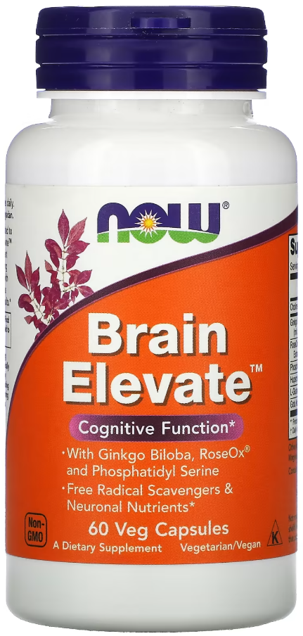 Комплекс для поддержки памяти и когнитивный функций Now Foods Brain Elevate 60 вегетарианских капсул