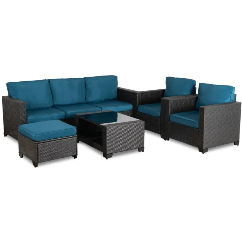 Набор садовой мебели Mebel Elit OLYMPIA для сада/террасы/двора Серый/Синий (ME.OLYMPIA/CBR/RT/OGR/ZES)