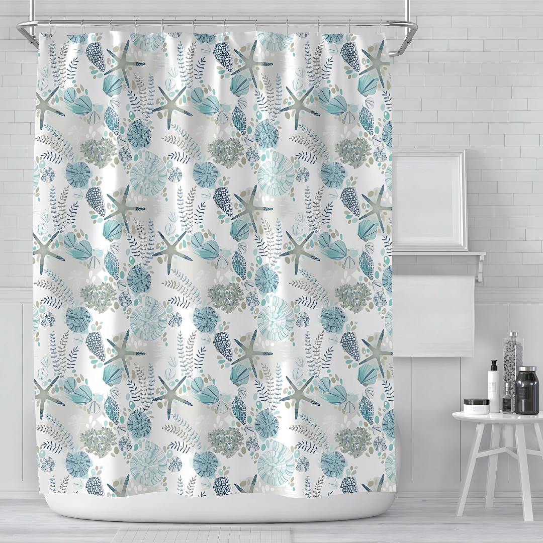 Шторка для ванної та душу з поліестеру з металевими гачками з принтом 178x183 см Бежевий