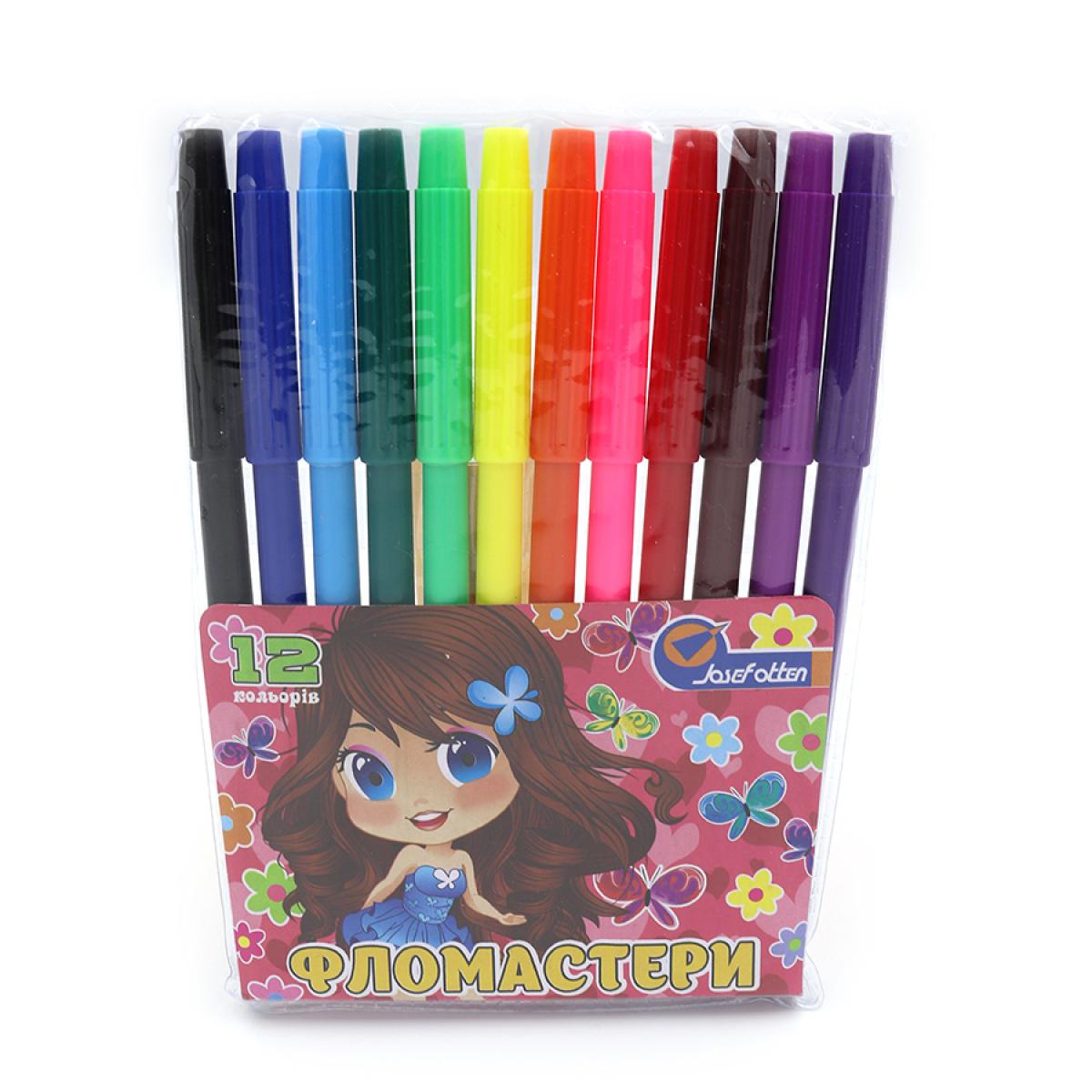 Фломастери Josef Otten Дівчинка з метеликами 12 кольорів ПВХ (MTT-157824)