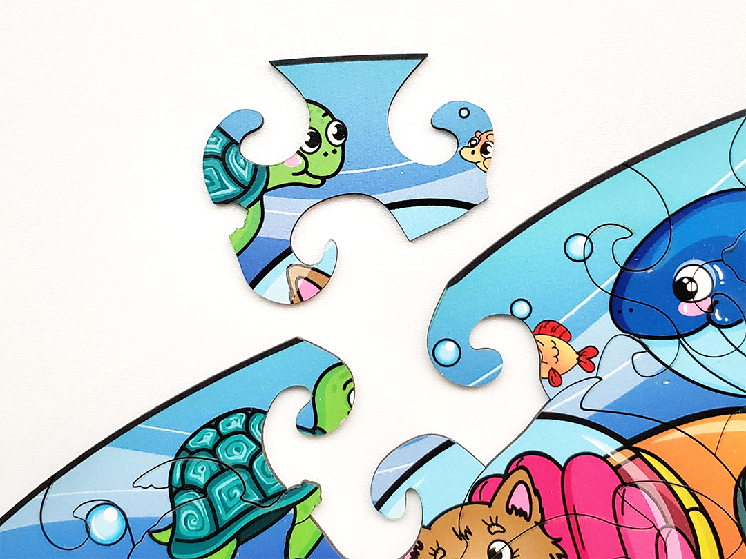 Пазл деревянный Подводный мир в форме дельфина 49,1 х34, 3 см 58 шт. (1543566781) - фото 8