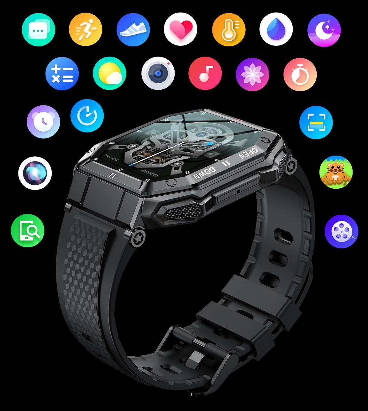 Смарт-годинник Lemfo K55 тонометр/пульсоксиметр/дзвінки Black - фото 6