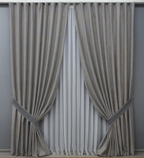 Комплект штор Афина бархат 1,5х2,6 м 2 шт. Серый/Терракотовый (1537ш)