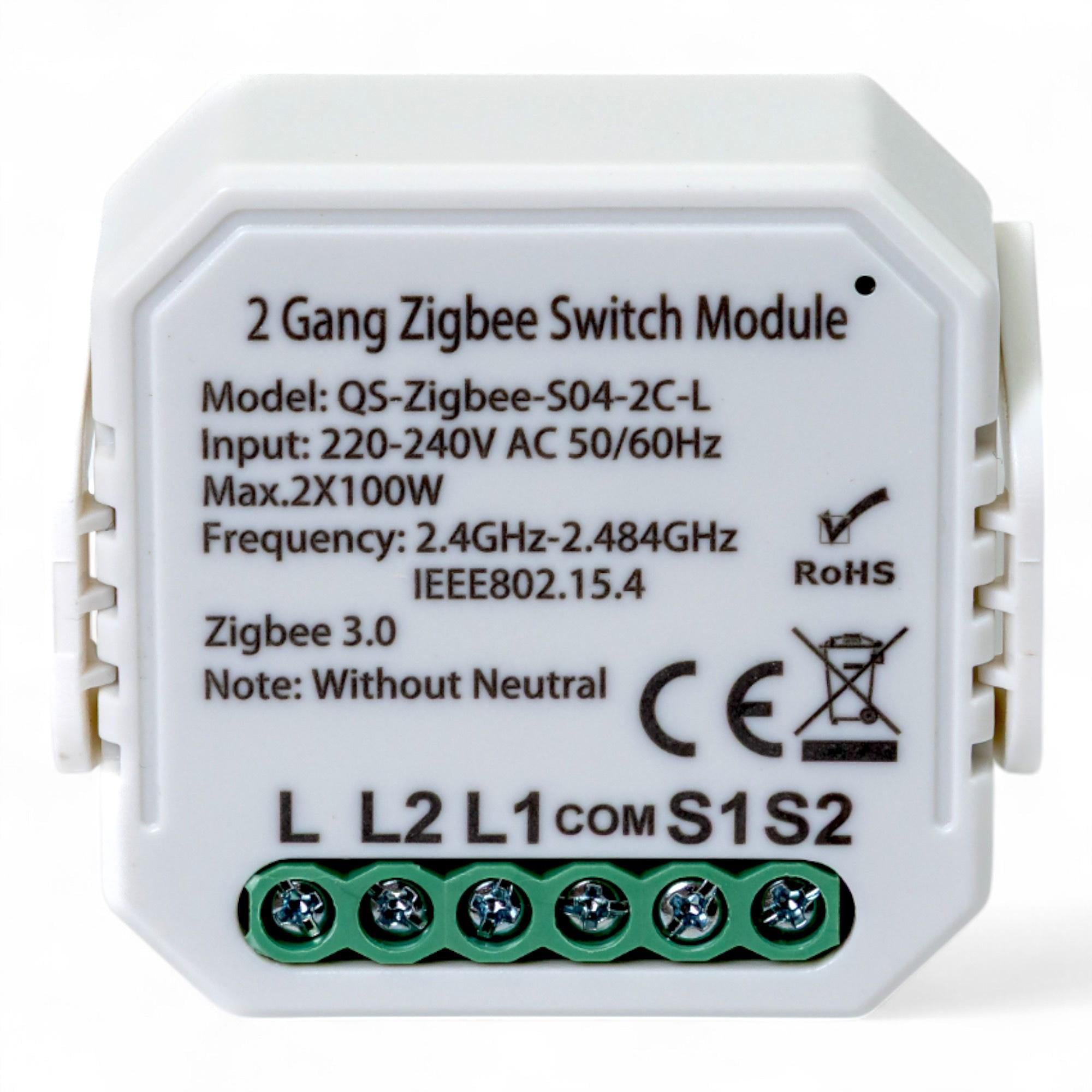 Умный выключатель Tervix Pro Line ZigBee Switch 2 клавиши без нуля (TRV-433141)