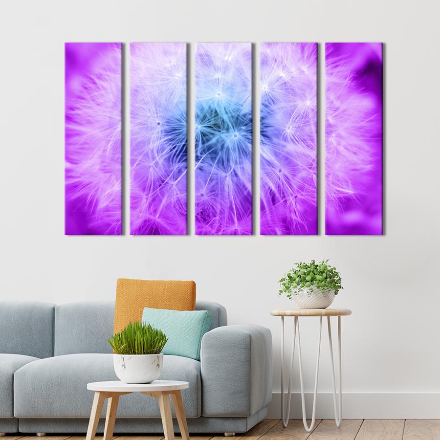 Картина на холсте Воздушный одуванчик на сиреневом фоне 155x95 см (839-51)