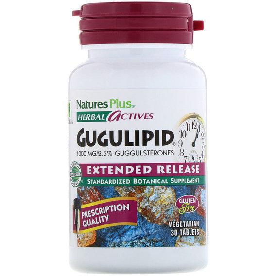 Комплекс для профілактики щитовидної залози Nature's Plus Herbal Actives Gugulipid Extended Release 1000 мг 30 Veg Tabs (NAP-07328)