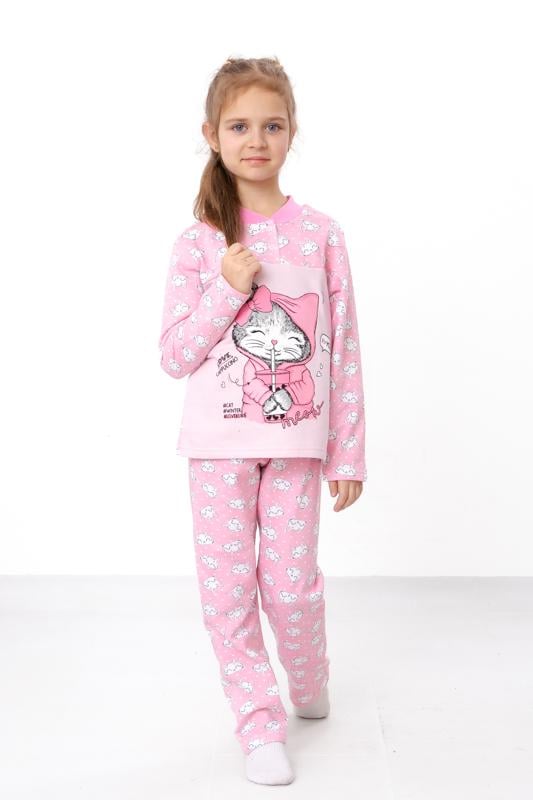Піжама дитяча утеплена для дівчинки Носи своє з кофтою на кнопках та штанами 134 см Пильний Рожевий (6077-024-33-5)