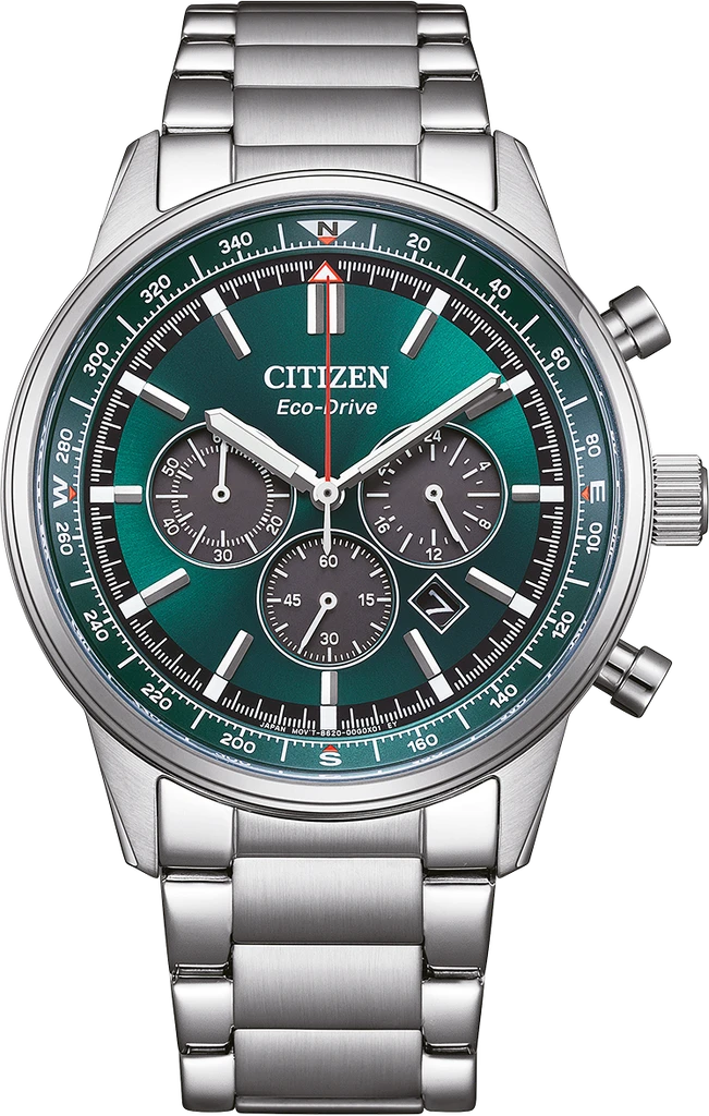 Наручные часы мужские Citizen CA4720-52X Eco-Drive со стальным корпусом/зеленым циферблатом и водозащитой 100 м