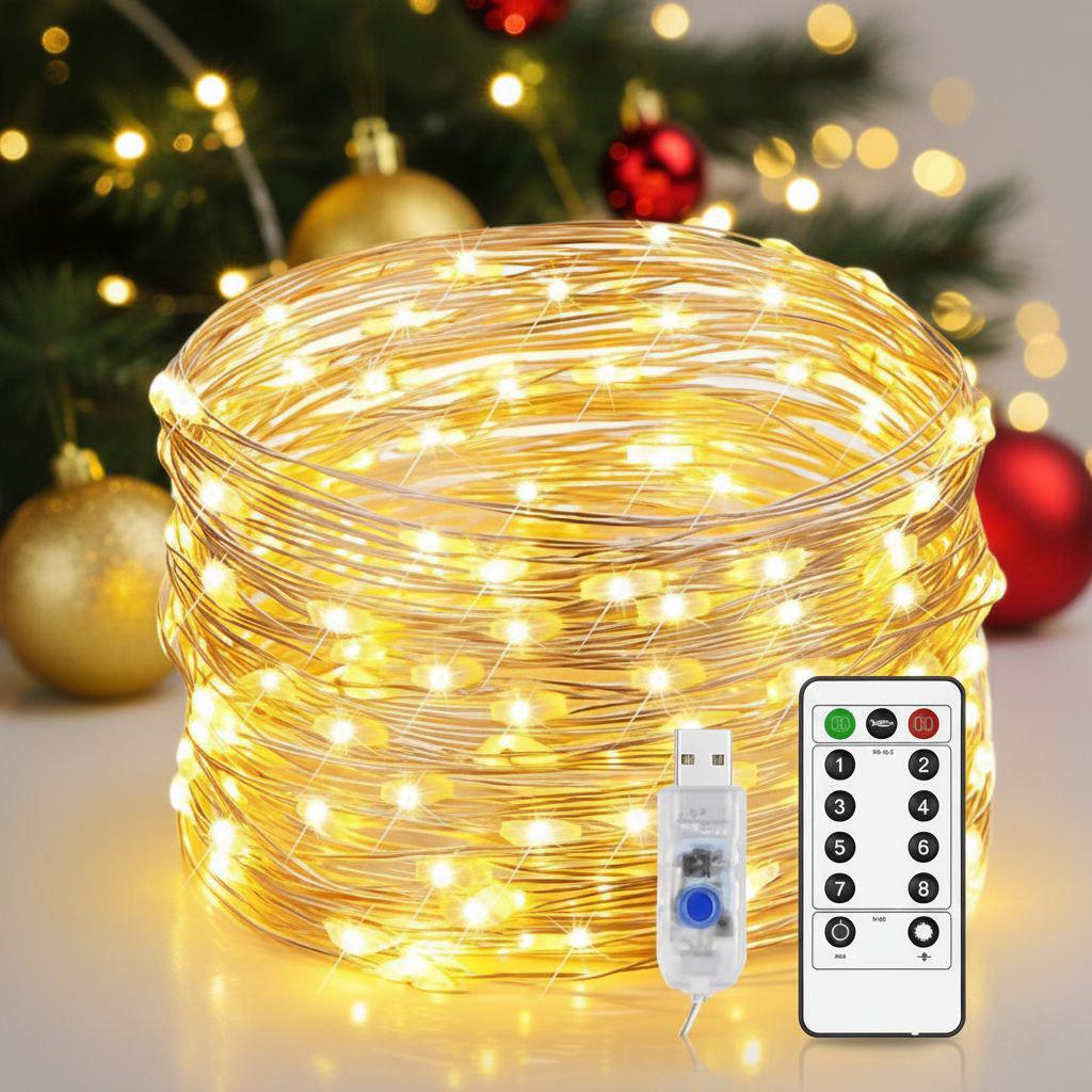 Гирлянда-проволока Роса 0060/МК 10 м 100 LED пульт ДК Теплый белый свет (31133523)