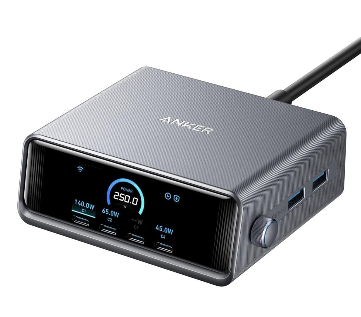 Зарядное устройство Anker Prime Charger 250W 6 Ports GaNPrime LCD 2,26" и регулировкой мощности (23693043)