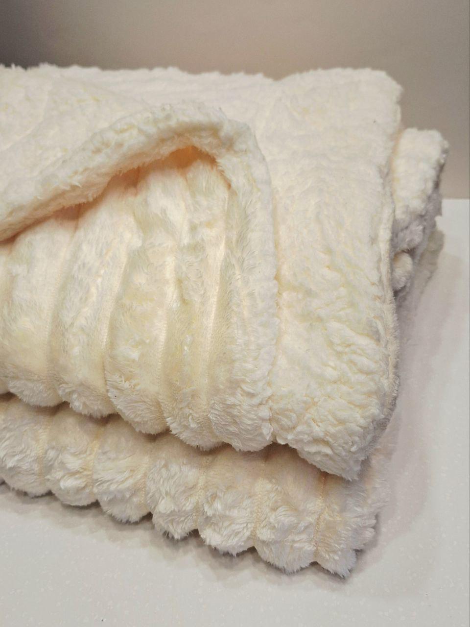 Плед на овчине Шарпей Королевская полоска 200x230 см Кремовый (1686) - фото 2