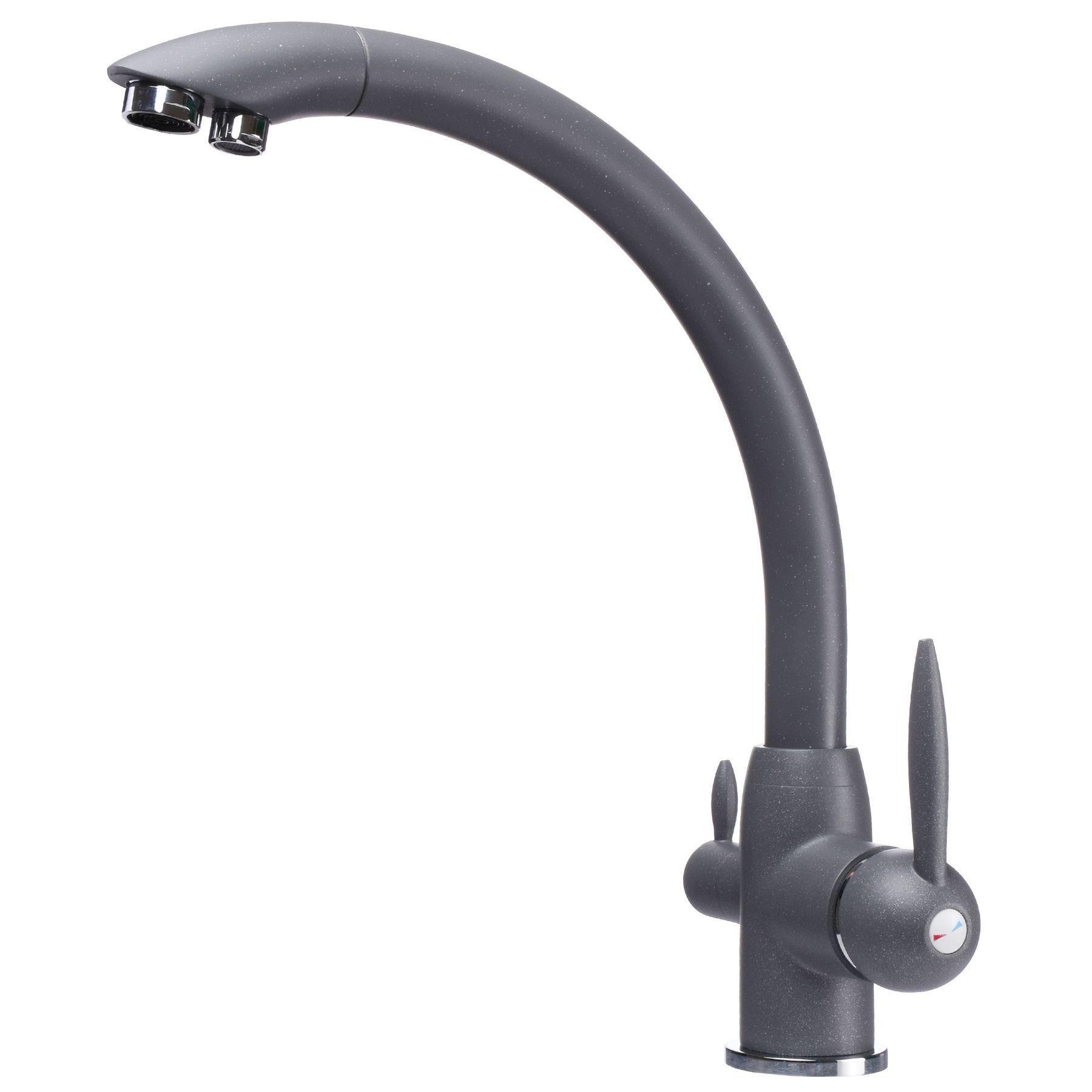 Смеситель для кухни на два выхода фильтр/вода GLux LAZER GLLR-0777-3 Серый (19243)